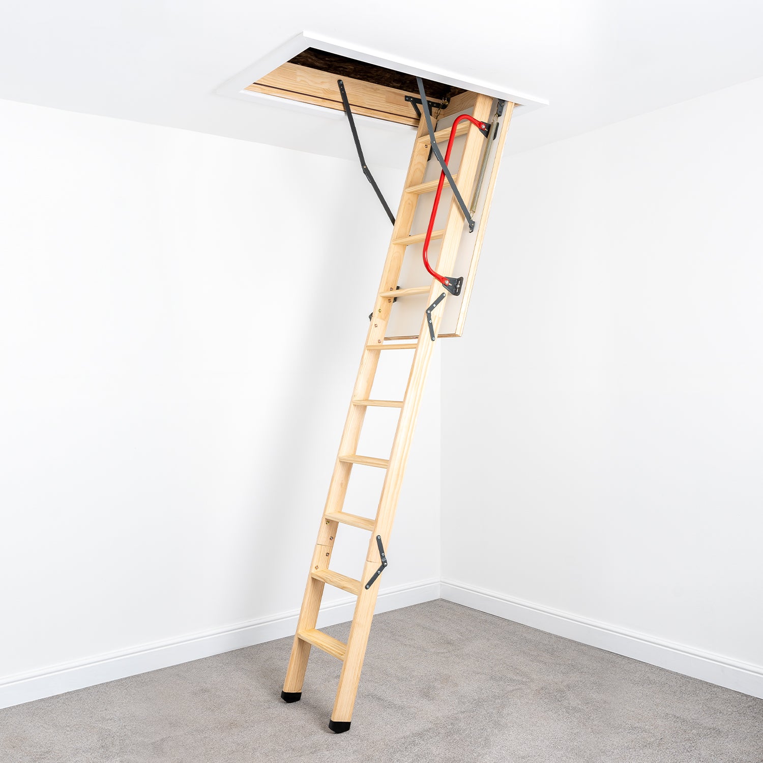 Deluxe Wooden 3 Section Folding Loft Ladder — Loft-Trac