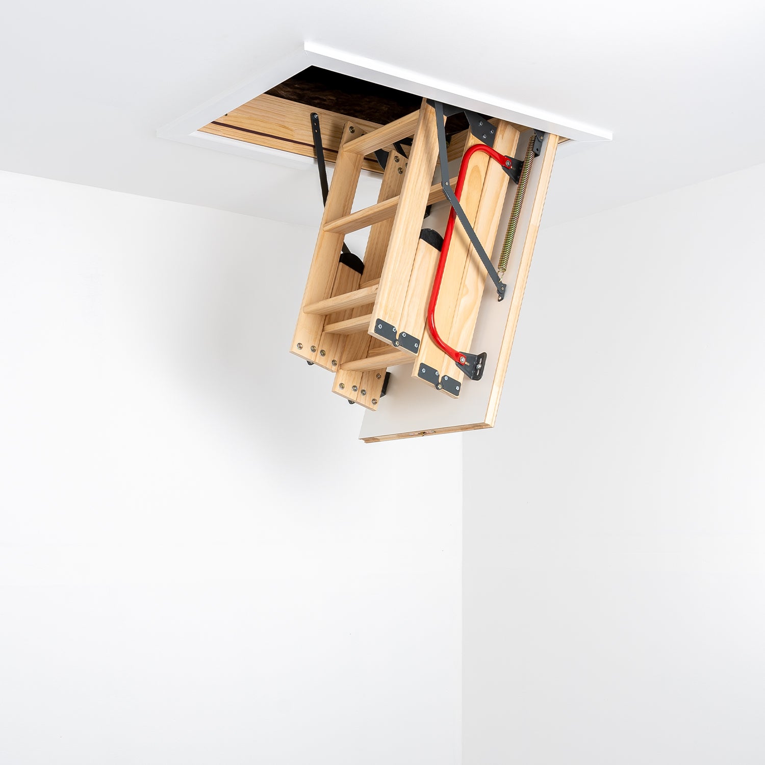 Deluxe Wooden 4 Section Folding Loft Ladder — Loft-Trac