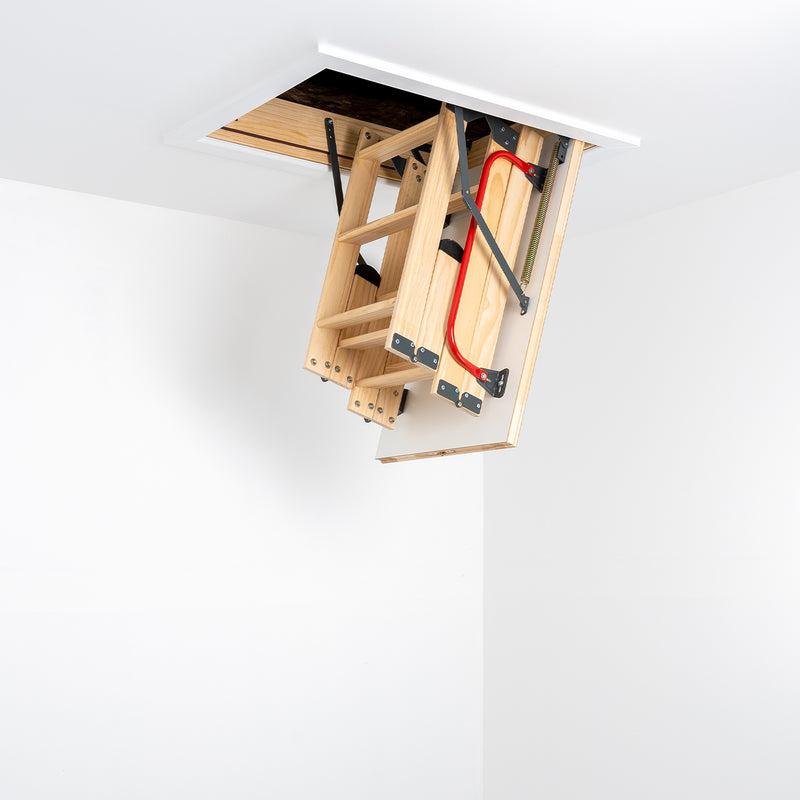 Deluxe Wooden 4 Section Folding Loft Ladder — Loft-Trac