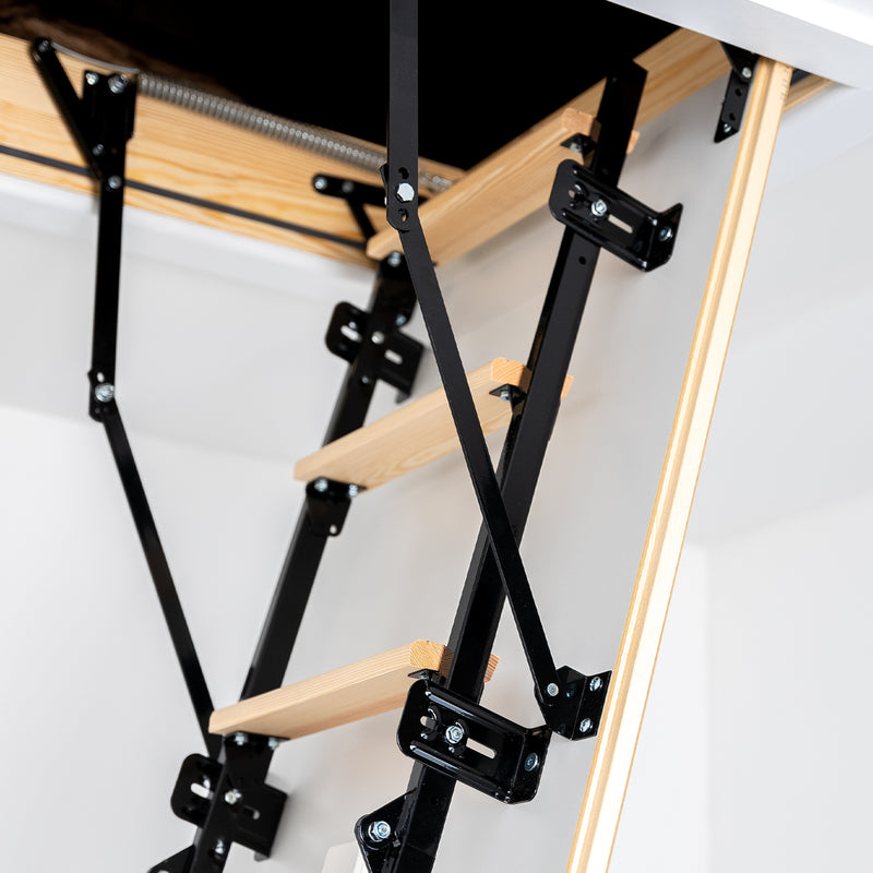 Mini Wooden & Metal Folding Loft Ladder & Hatch Closeup — Loft-Trac