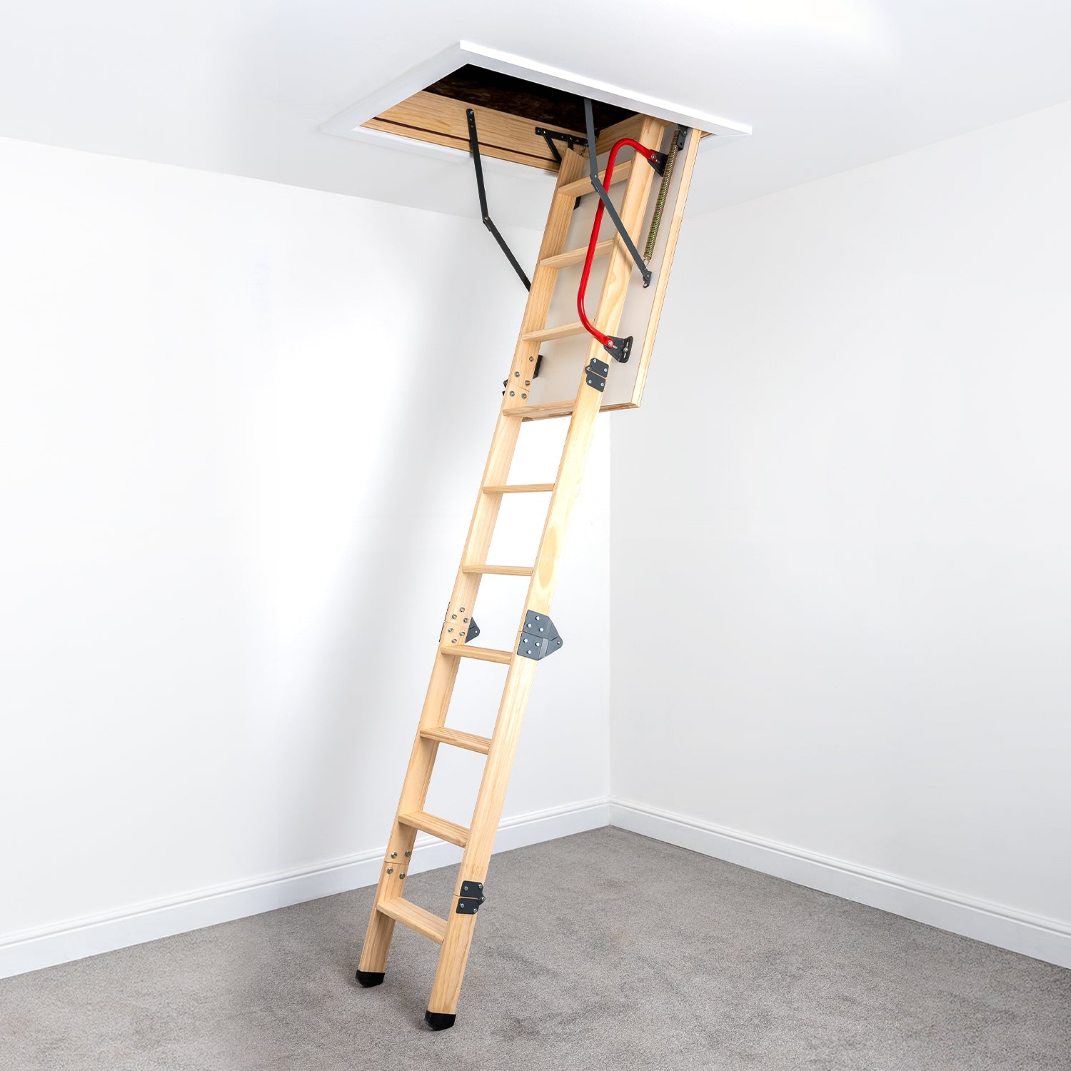 Deluxe Wooden 4 Section Folding Loft Ladder — Loft-Trac